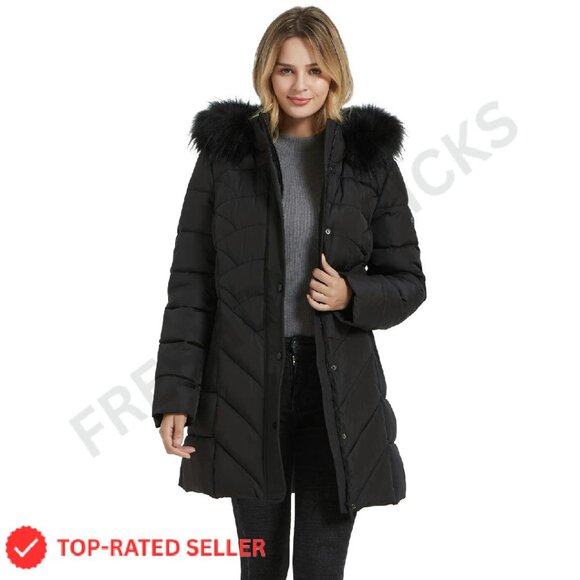 Jackets & Blazers - Winter Parka Jacket Classic Hooded Elegant Slim Fit Long Outwear Pockets